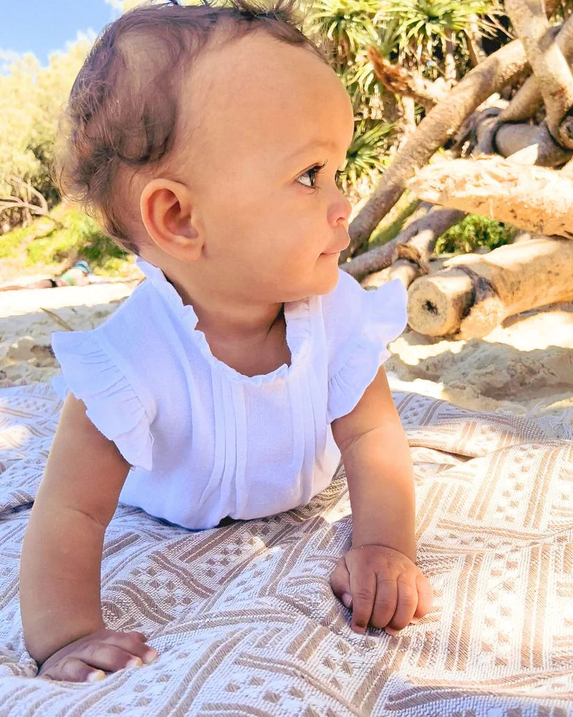 Oli Linen Playsuit- White