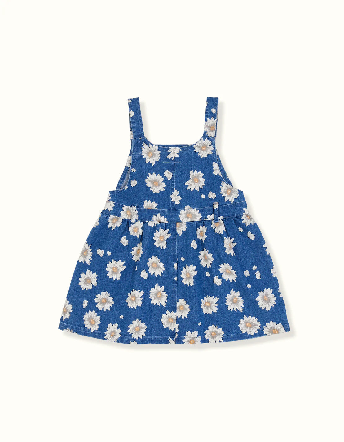 Stella Denim Pinafore Dress Daisies Navy